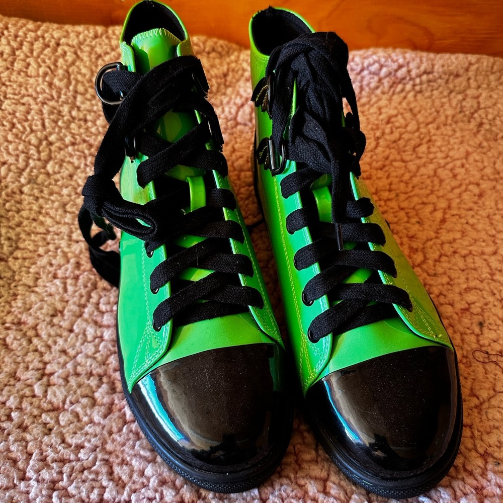 Green and Black Kids High-Top Sneakers